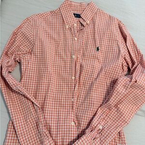 Ralph Lauren Men's Orange Plaid Button Down Shirt